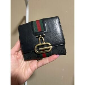 GUCCI Sherry Line Leather Bifold Short Wallet